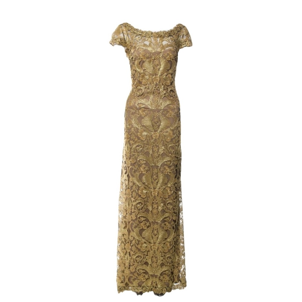Tadashi shoji brand All lace Gold dress, sz 4